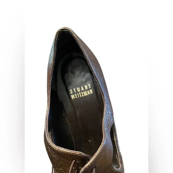 STUART WEITZMAN Cut Out Lace Up Heel Pump Oxford Metallic Bronze - Picture 8 of 9